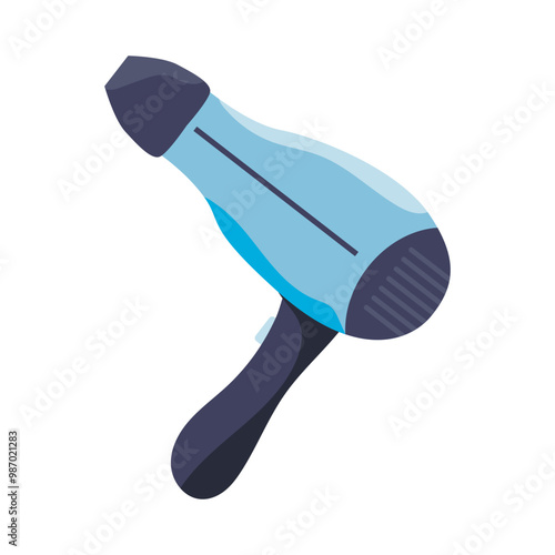 Hair dryer in flat design. Professional hairdresser appliance for coiffure. Vector illustration isolated.