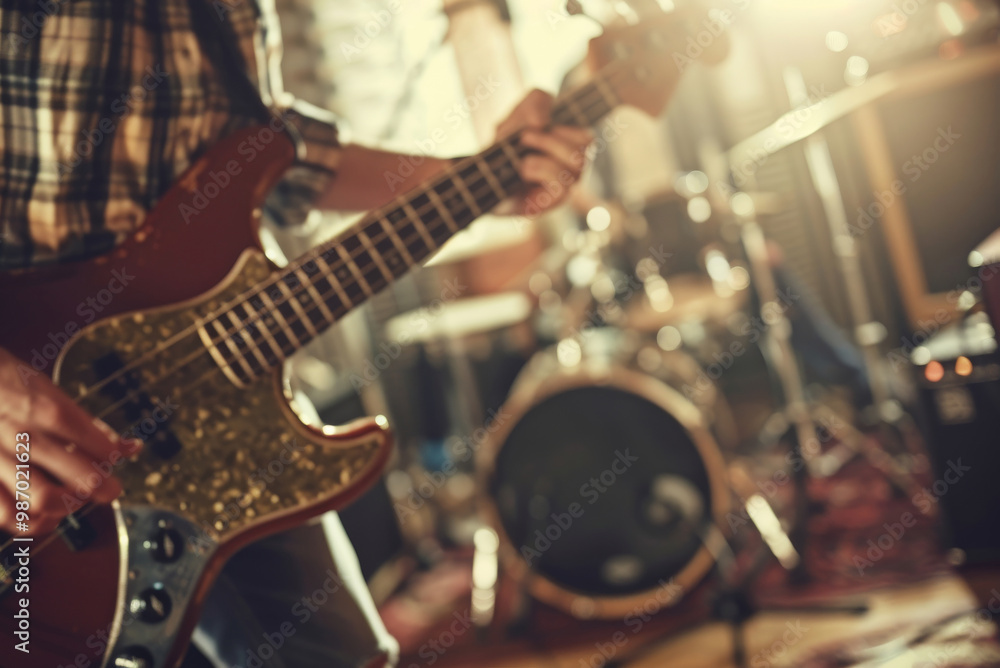 Fototapeta premium Musicians Rehearsing in a Studio Space