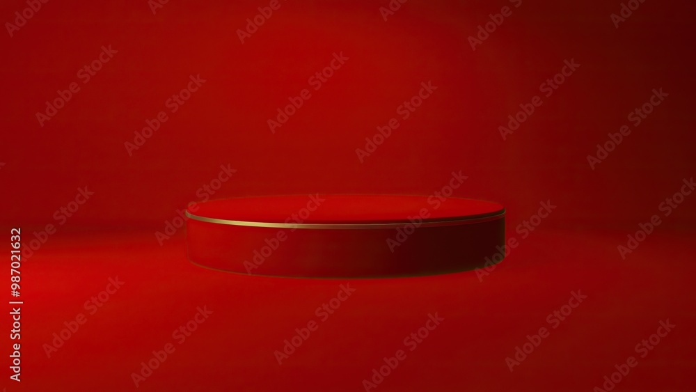 Red circular platform on red background Red circular platform on red background