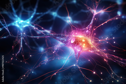 Attractive Background from nerve cells or neural networks with cell activity between each other