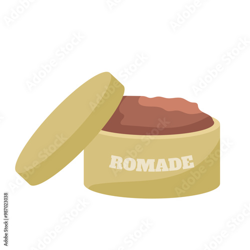 Barber cream or wax for mustache in flat design. Hairstyle pomade cosmetic. Vector illustration isolated.