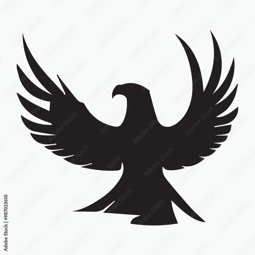 Obraz premium Black eagle head logo Vector Silhouette on white