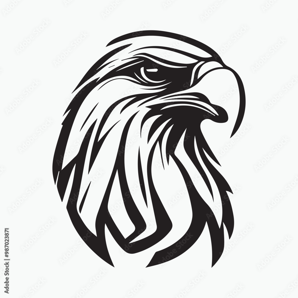 Obraz premium Black eagle head logo Vector Silhouette on white