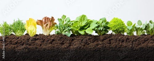 Cross-section of farmland soil showing diverse organisms contributing to soil health photo