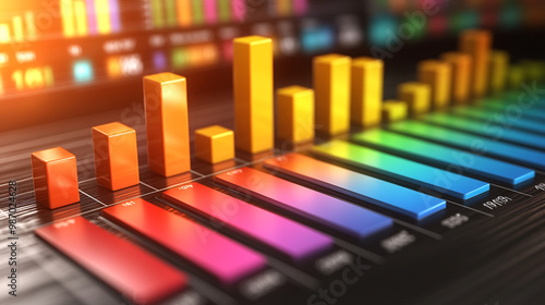 Colorful bar chart representing data trends, ideal for finance, marketing, or analytical projects in a modern digital style.