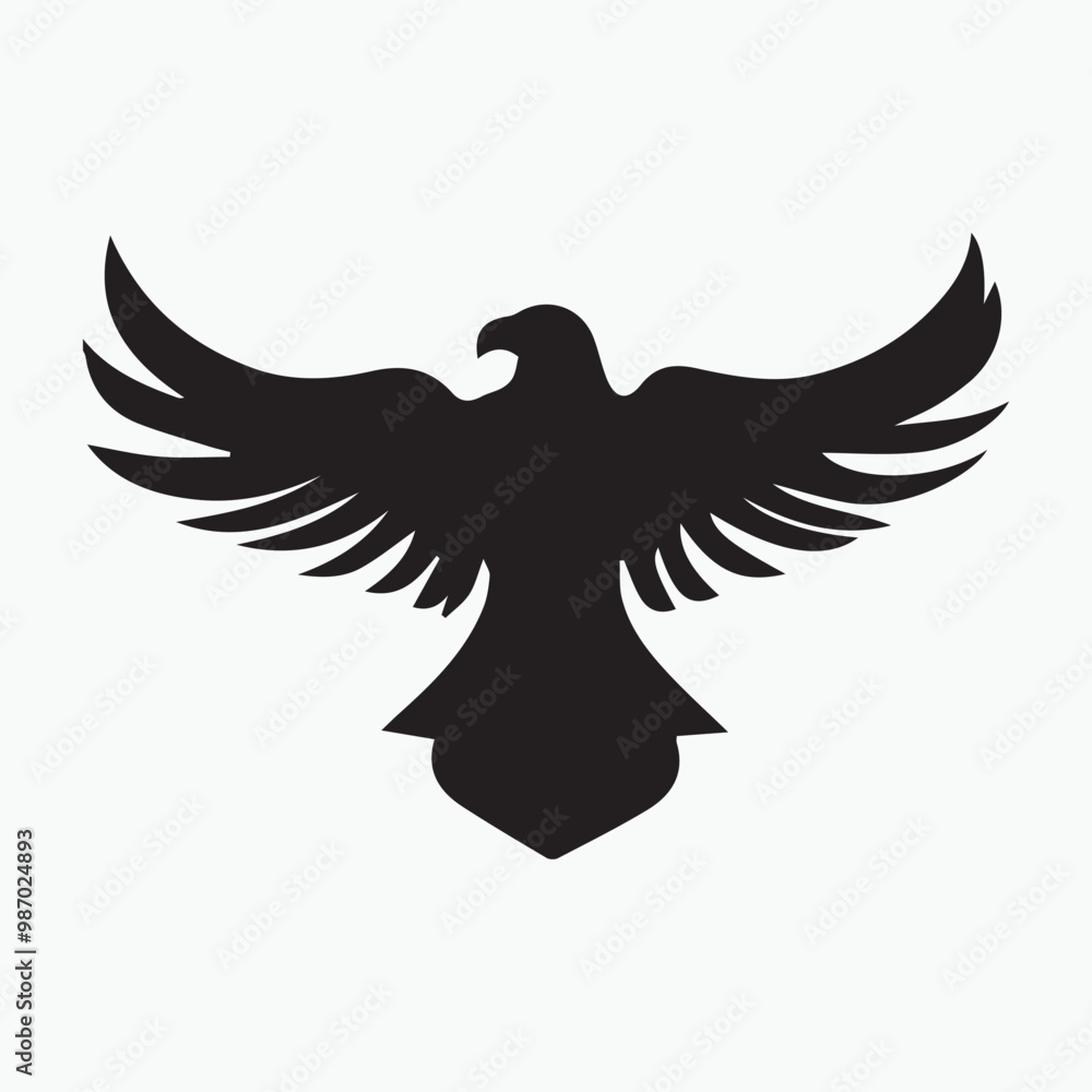 Obraz premium Black eagle head logo Vector Silhouette on white