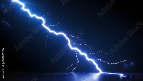 Wallpaper Mural Lightning Bolt, Thunderbolt or Flash Bolt, Blue Lightning or Magic Power Blast, Thunder and Lightning Isolated on Black Background Torontodigital.ca