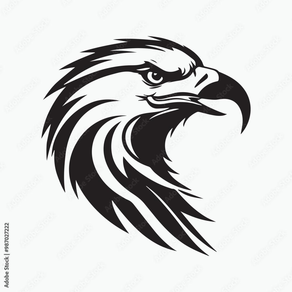 Black eagle head logo Vector Silhouette on white Black eagle head logo Vector Silhouette on white