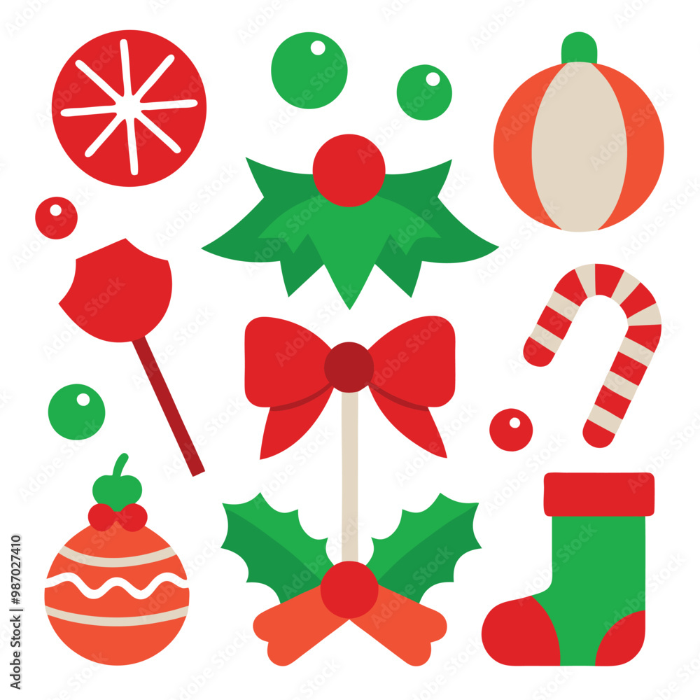 Obraz premium Christmas ornaments vector illustration. 