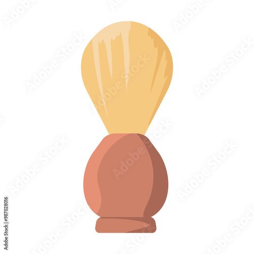 Barber brush for foam shaving in flat design. Hairdresser tool for beard care. Vector illustration isolated.