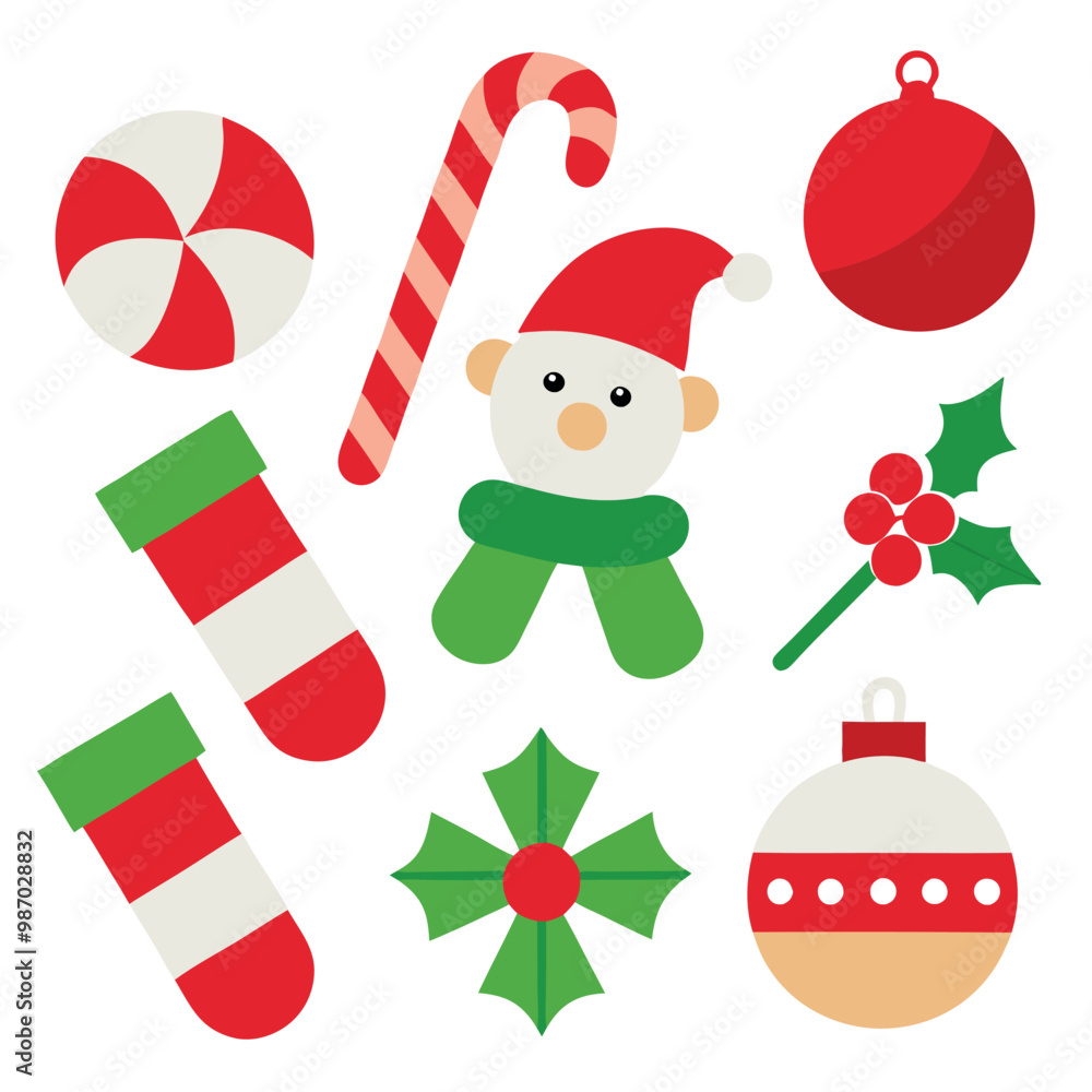 Fototapeta premium Christmas ornaments vector illustration. 