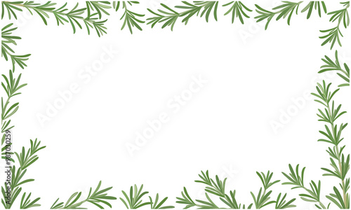 Frame of rosemary. Hand drawn vector illustration. Copy space.