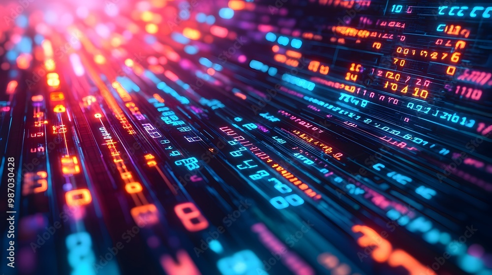 Slow Digital Algorithm Processing Futuristic Glowing Data Visualization Slow Digital Algorithm Processing Futuristic Glowing Data Visualization