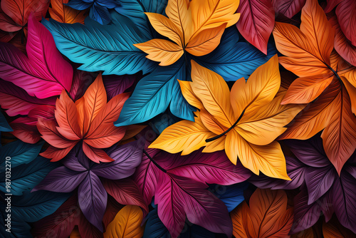 Wallpaper Mural Attractive Colorful Autumn Leaves Background with Dark Foliage Patterns for Nature Concept Wallpaper Torontodigital.ca