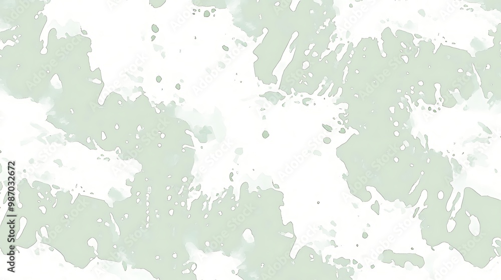 Fototapeta premium Abstract green watercolor splatter pattern on white background.