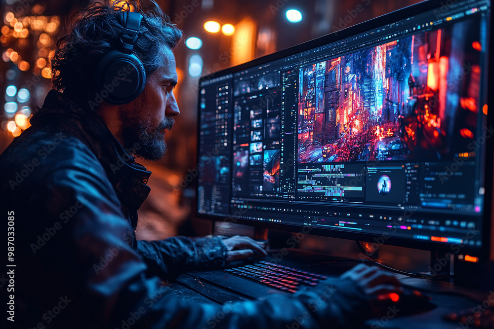 A graphic designer using Adobe Creative software to create digital art. A graphic designer using Adobe Creative software to create digital art.