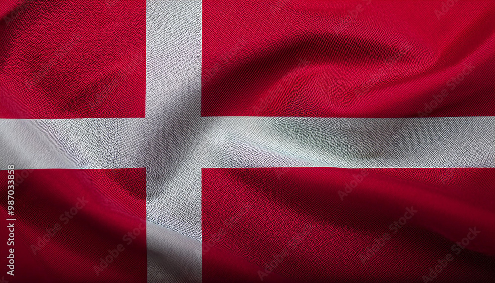 Fototapeta premium waving Denmark flag, showing flowing flag fabric texture