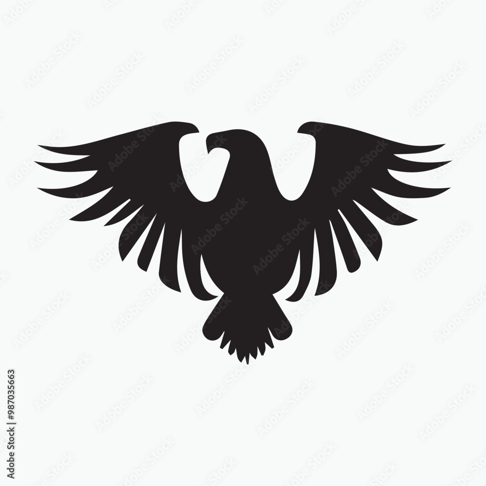 Obraz premium Black eagle head logo Vector Silhouette on white