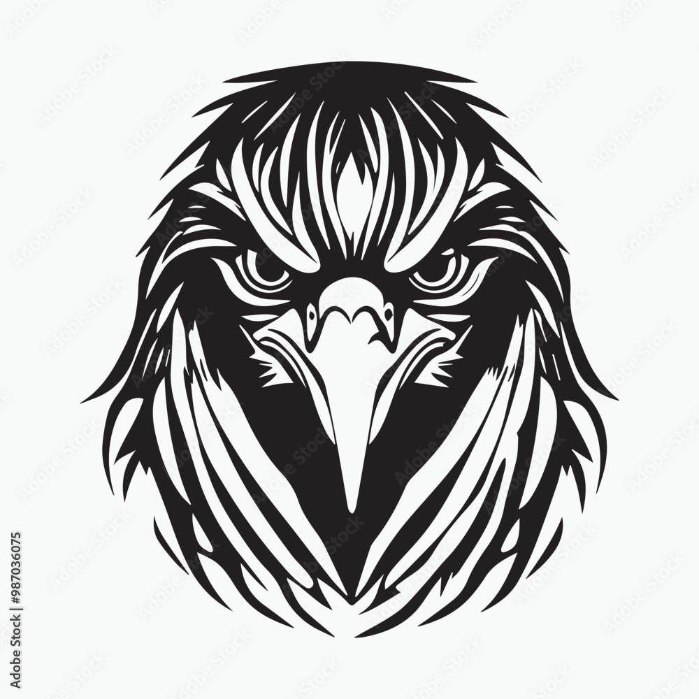 Obraz premium Black eagle head logo Vector Silhouette on white