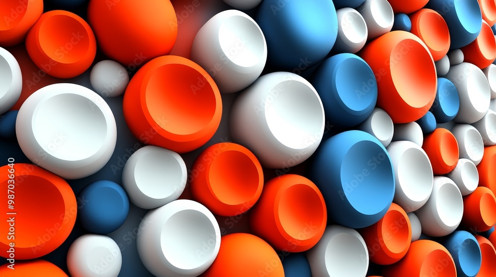 Vibrant spheres in red, blue, and white create a dynamic abstract background, perfect for modern designs or artistic projects. Vibrant spheres in red, blue, and white create a dynamic abstract background, perfect for modern designs or artistic projects.