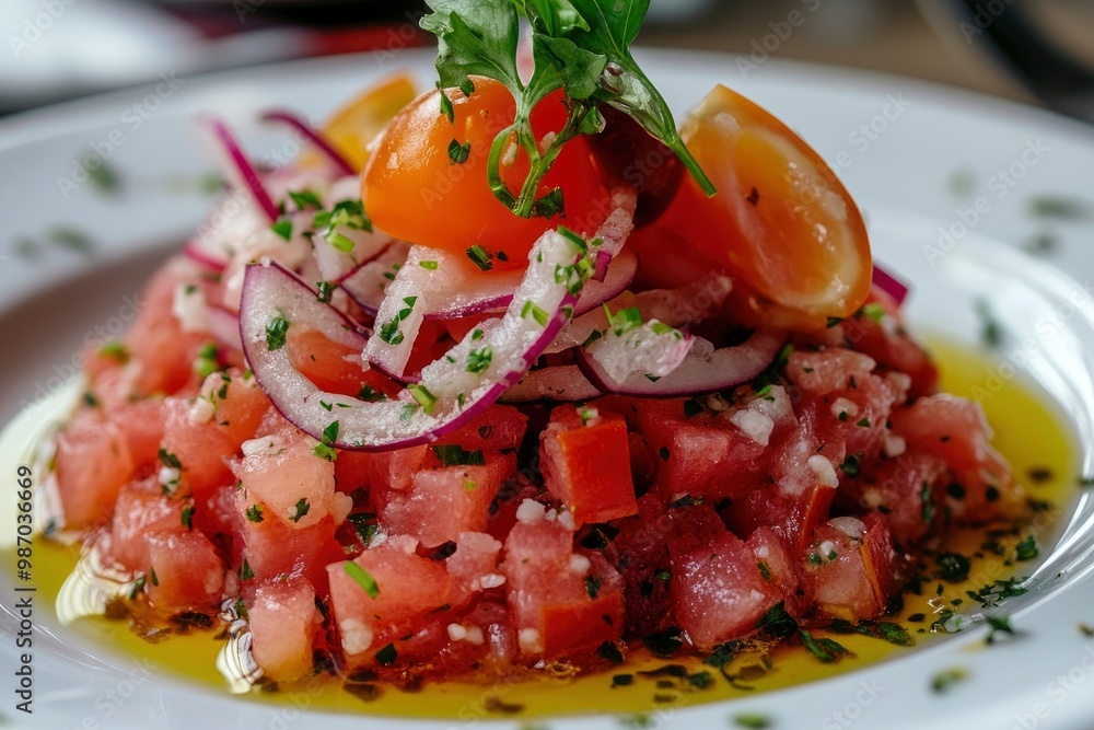 delicious tartar in an Italian restaurant, ai delicious tartar in an Italian restaurant, ai