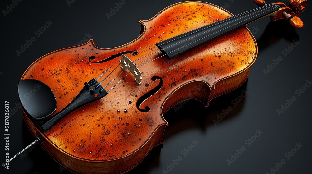 Fototapeta premium A beautifully crafted violin showcasing intricate details, perfect for music lovers and artists seeking creativity and elegance.