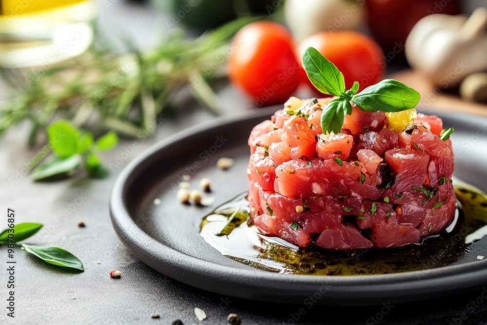 delicious tartar in an Italian restaurant, ai delicious tartar in an Italian restaurant, ai