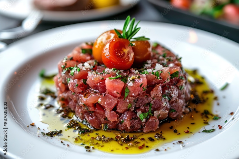 delicious tartar in an Italian restaurant, ai delicious tartar in an Italian restaurant, ai