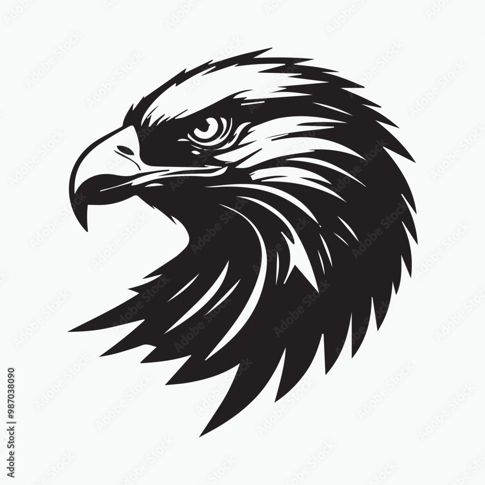 Black eagle head logo Vector Silhouette on white Black eagle head logo Vector Silhouette on white