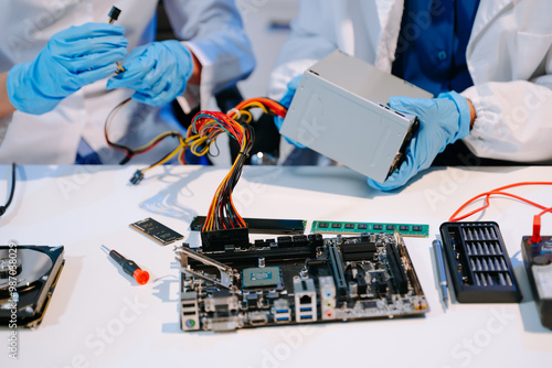 Canvas Print Showcasing expert computer hardware assembly and hard drive installation with pr