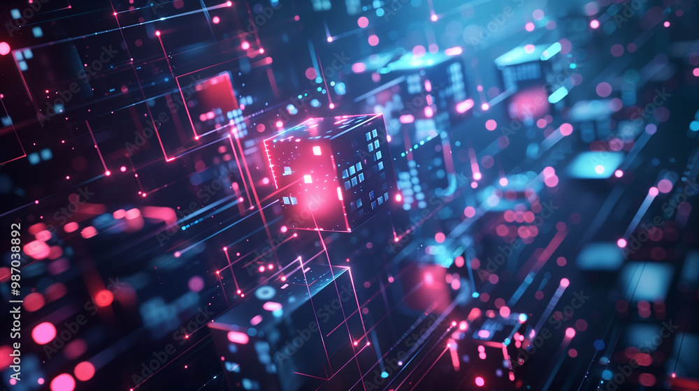 futuristic tech wallpaper with digital data cubes futuristic tech wallpaper with digital data cubes