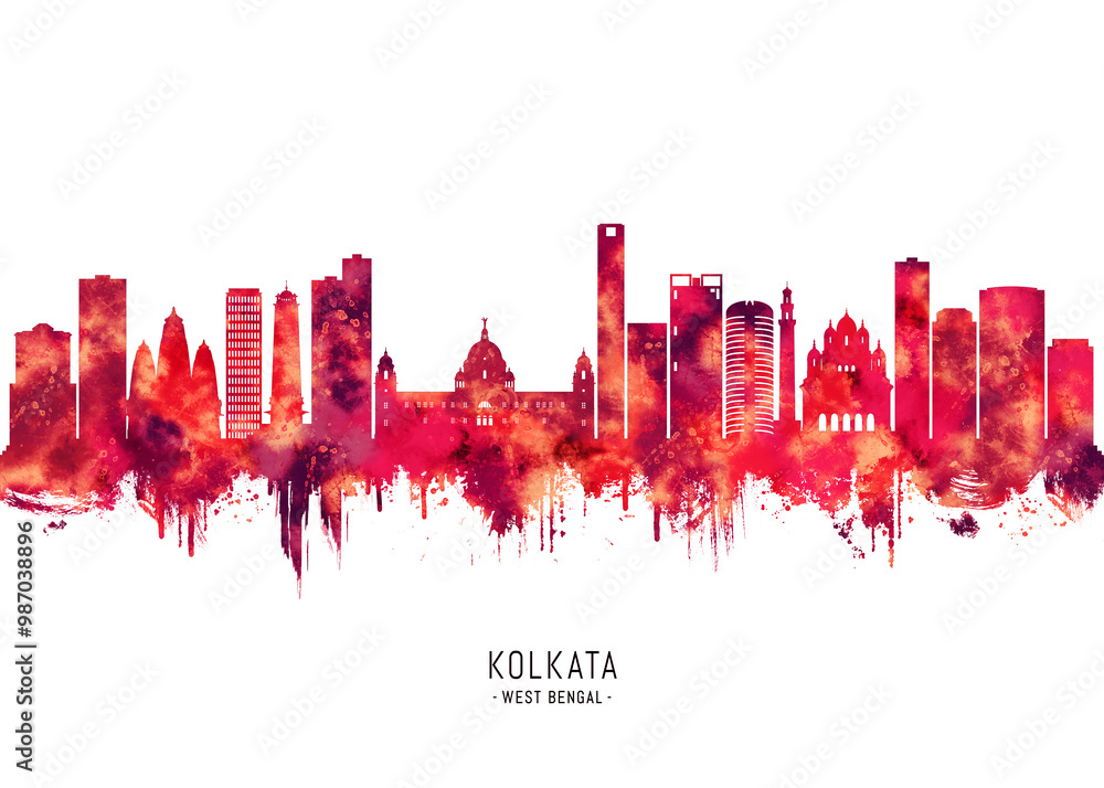Kolkata West Bengal Skyline Red Kolkata West Bengal Skyline Red