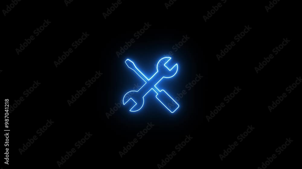 Glowing neon line setting icon with spinning gears icon animated. Technology setting icon concept. Glowing neon line setting icon with spinning gears icon animated. Technology setting icon concept.
