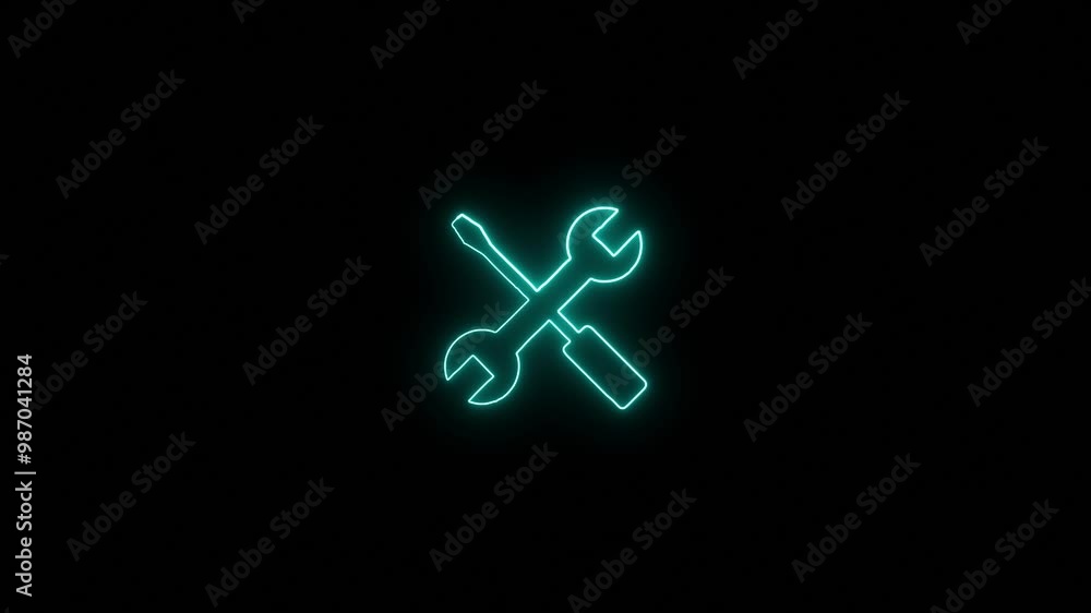 Glowing neon line setting icon with spinning gears icon animated. Technology setting icon concept. Glowing neon line setting icon with spinning gears icon animated. Technology setting icon concept.