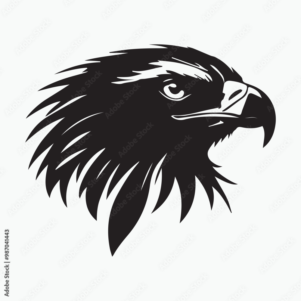 Obraz premium Black eagle head logo Vector Silhouette on white