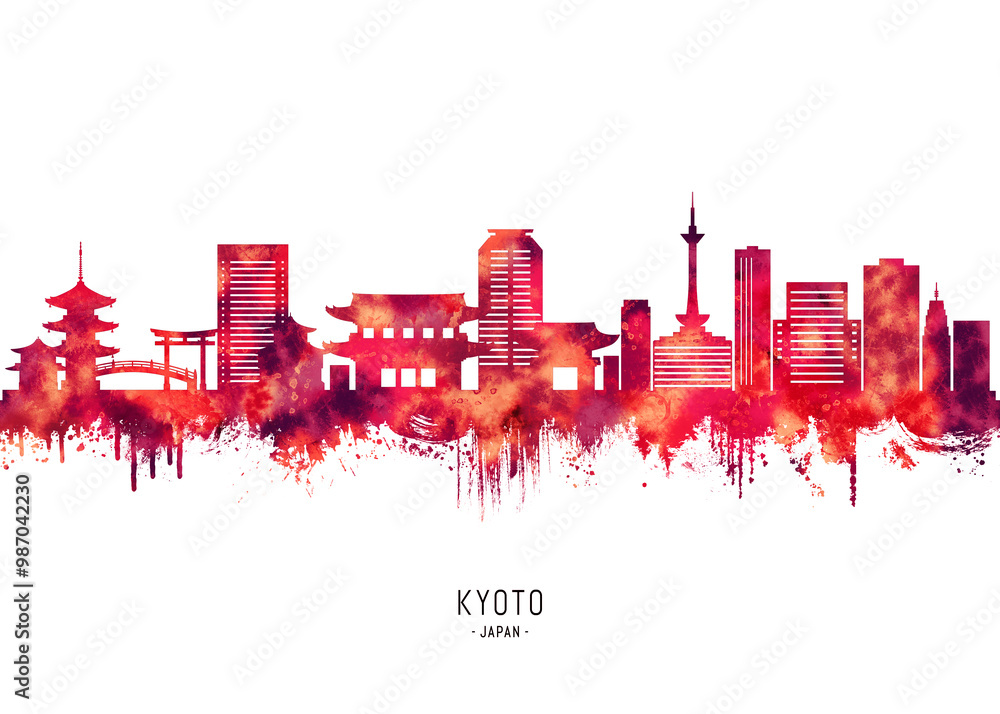 Kyoto Japan Skyline Red