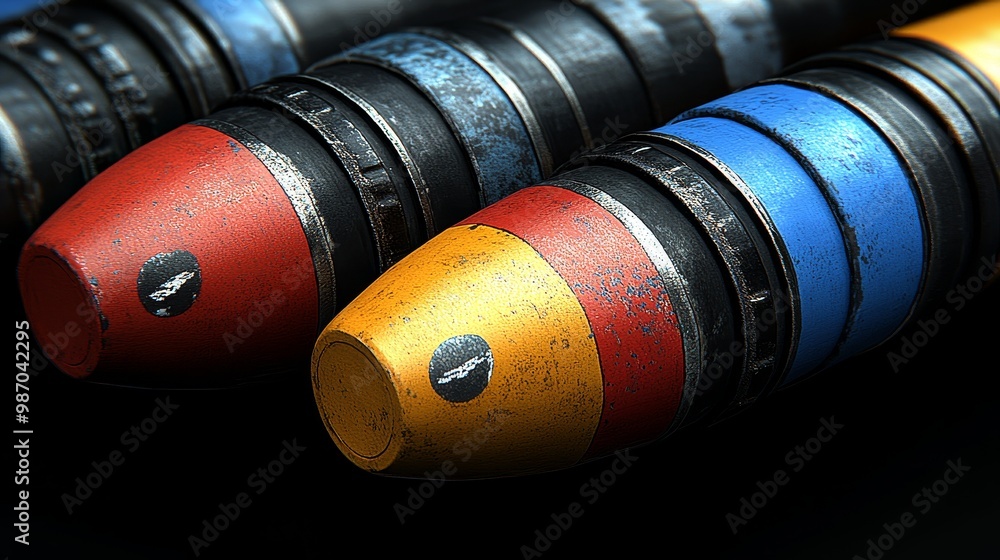 Obraz premium Close-up view of colorful crayons showcasing vibrant hues and textures, perfect for art and education themes.