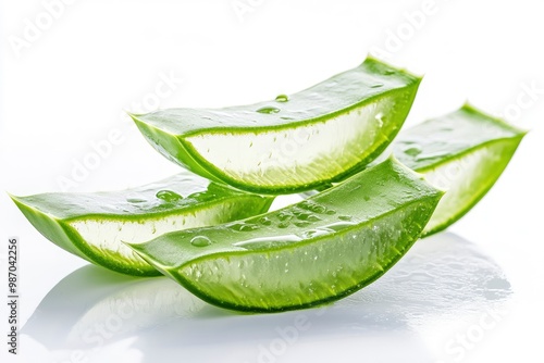 aloe vera sliced isolated on white background, ai