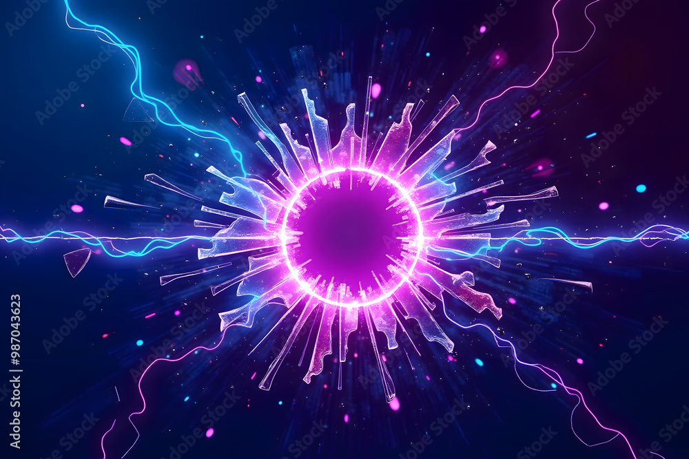 Fototapeta premium Broken glass in hole and emphasizing the damage.