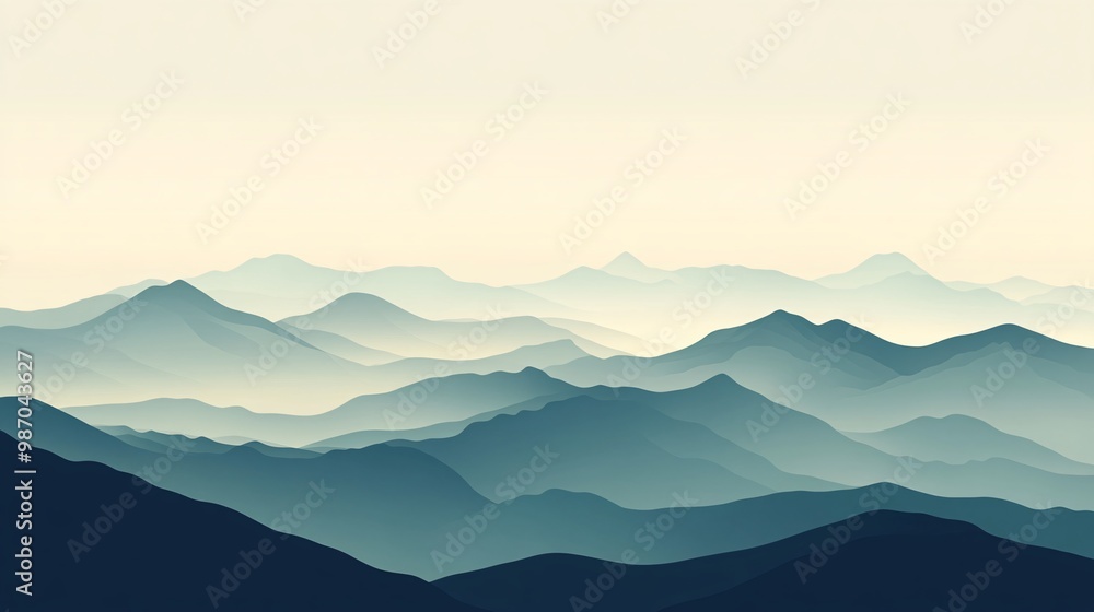 Fototapeta premium Serene mountain landscape with soft tones.