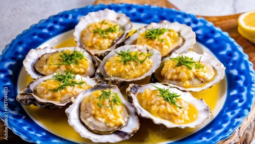 Wallpaper Mural Smoky oysters with lemon and cheese "crazy cheese" Torontodigital.ca