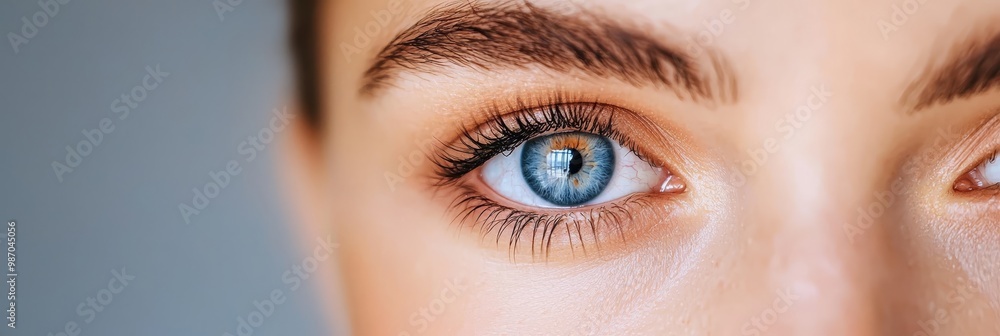 Naklejka premium rings of long lashes, a blue circle in its center