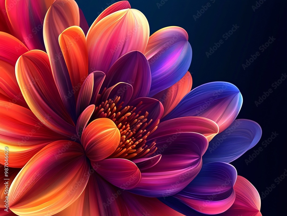 Vibrant flower with colorful petals. Vibrant flower with colorful petals.