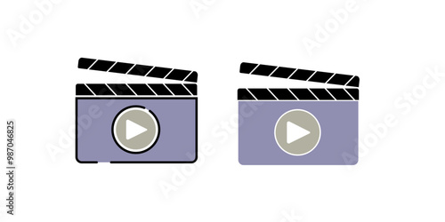 Clapper board set. Open movie clapper vector