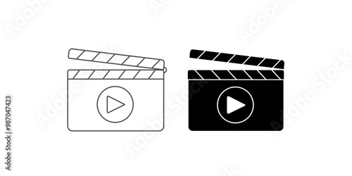 Clapper board set. Open movie clapper vector