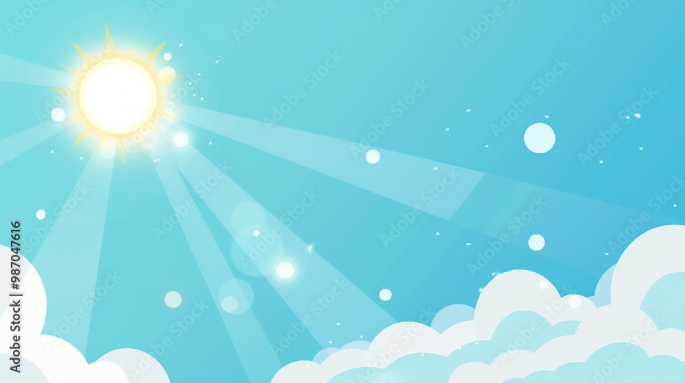 Obraz premium Sunny Day with Fluffy Clouds
