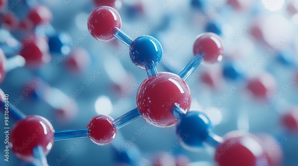 3D Rendered Molecule Illustration on Blue Background 3D Rendered Molecule Illustration on Blue Background