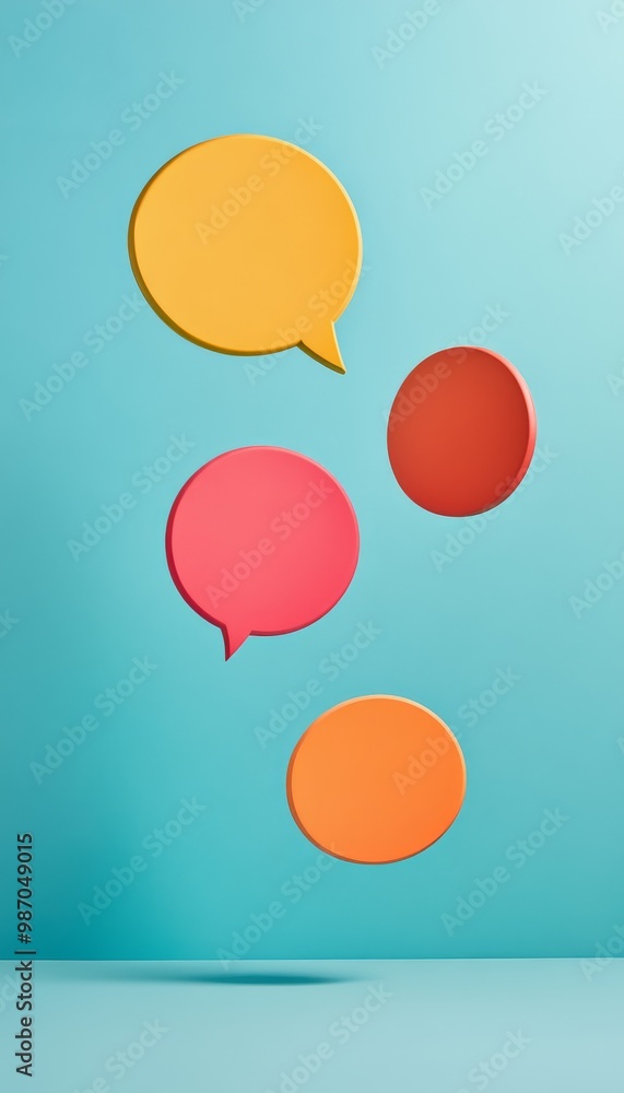 Colorful speech bubbles set against a gradient background. Perfect for communication, social media, or dialogue concepts in creative projects. Colorful speech bubbles set against a gradient background. Perfect for communication, social media, or dialogue concepts in creative projects.