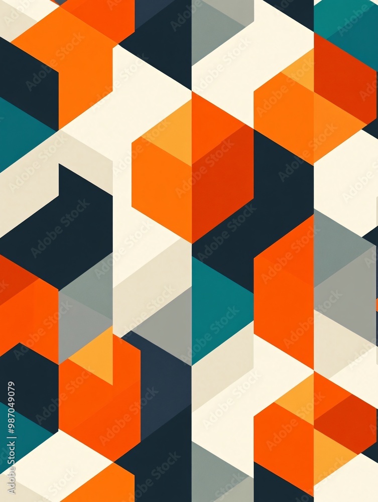 Geometric pattern, colorful cubes on background Geometric pattern, colorful cubes on background