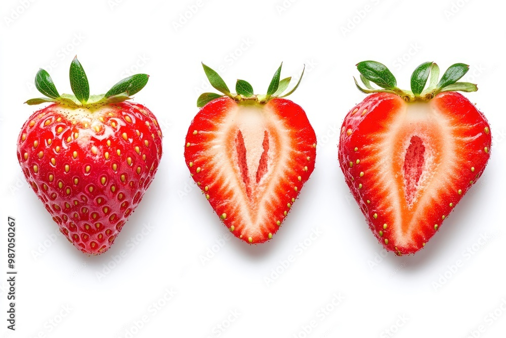 Strawberry isolated. Strawberry isolate. Whole, half, cut strawberry on white. Strawberry isolate. With clipping paths, ai Strawberry isolated. Strawberry isolate. Whole, half, cut strawberry on white. Strawberry isolate. With clipping paths, ai